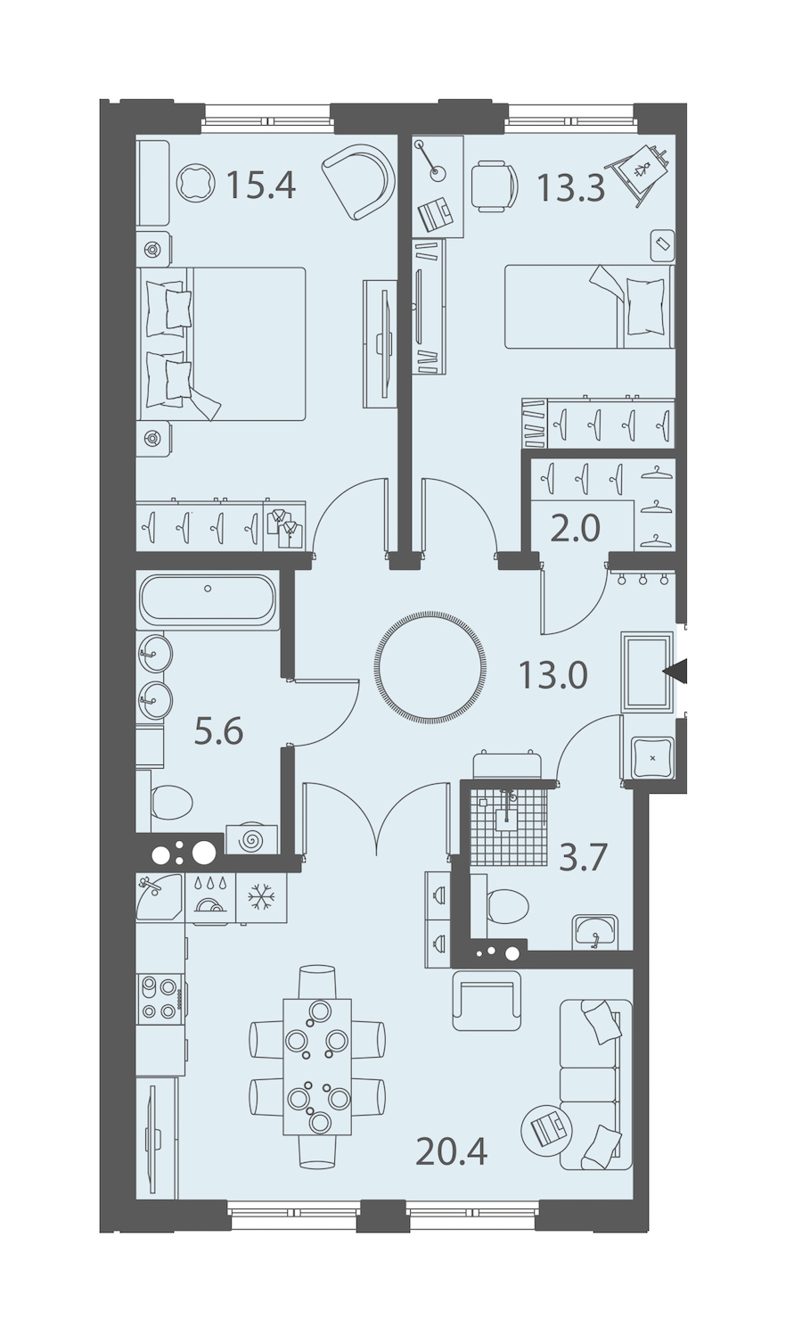 2-комнатная квартира 73.4 м², 2/10 эт., ЖК «DOMINO Premium»